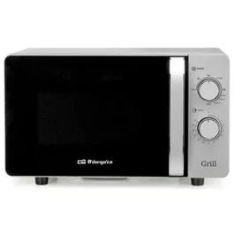 Orbegozo MIG 2072 CE Microondas sin Plato (Flatbed) con Función Grill, 20 Litros de Capacidad, 700W Microondas y 800W Grill, 5 Niveles, Interior Cerámico, Color Gris